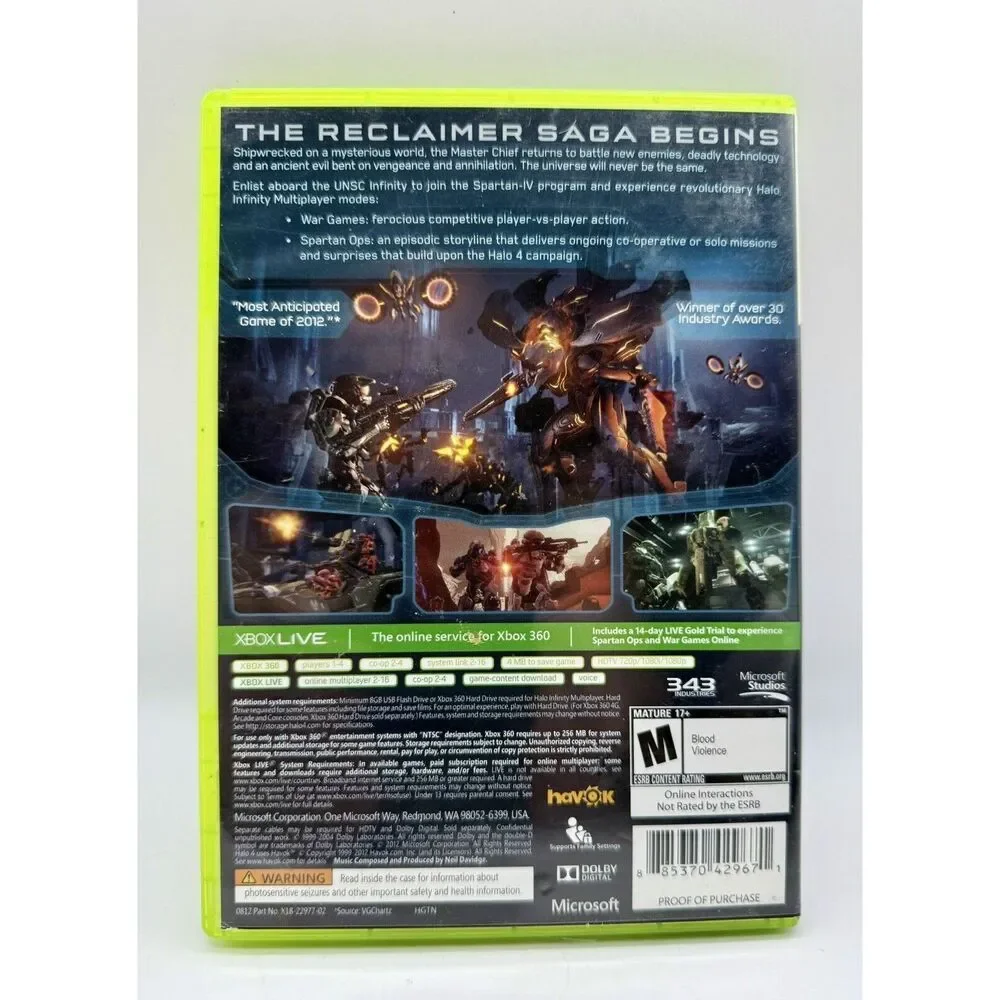 Halo 4 - Xbox 360 - 2 Disc Set - Includes‎ Gaming And Case